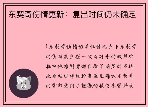 东契奇伤情更新：复出时间仍未确定